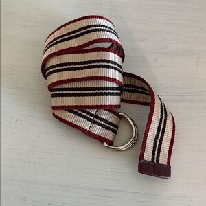 Barneys New York Red and White Striped Belt
